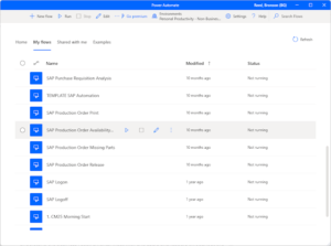 Power Automate Desktop Console with some desktop RPA flows I have built